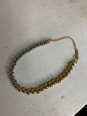 MIXED METAL Minimalist Stainless Steel Gold and Silver Bead Chain Bracelet